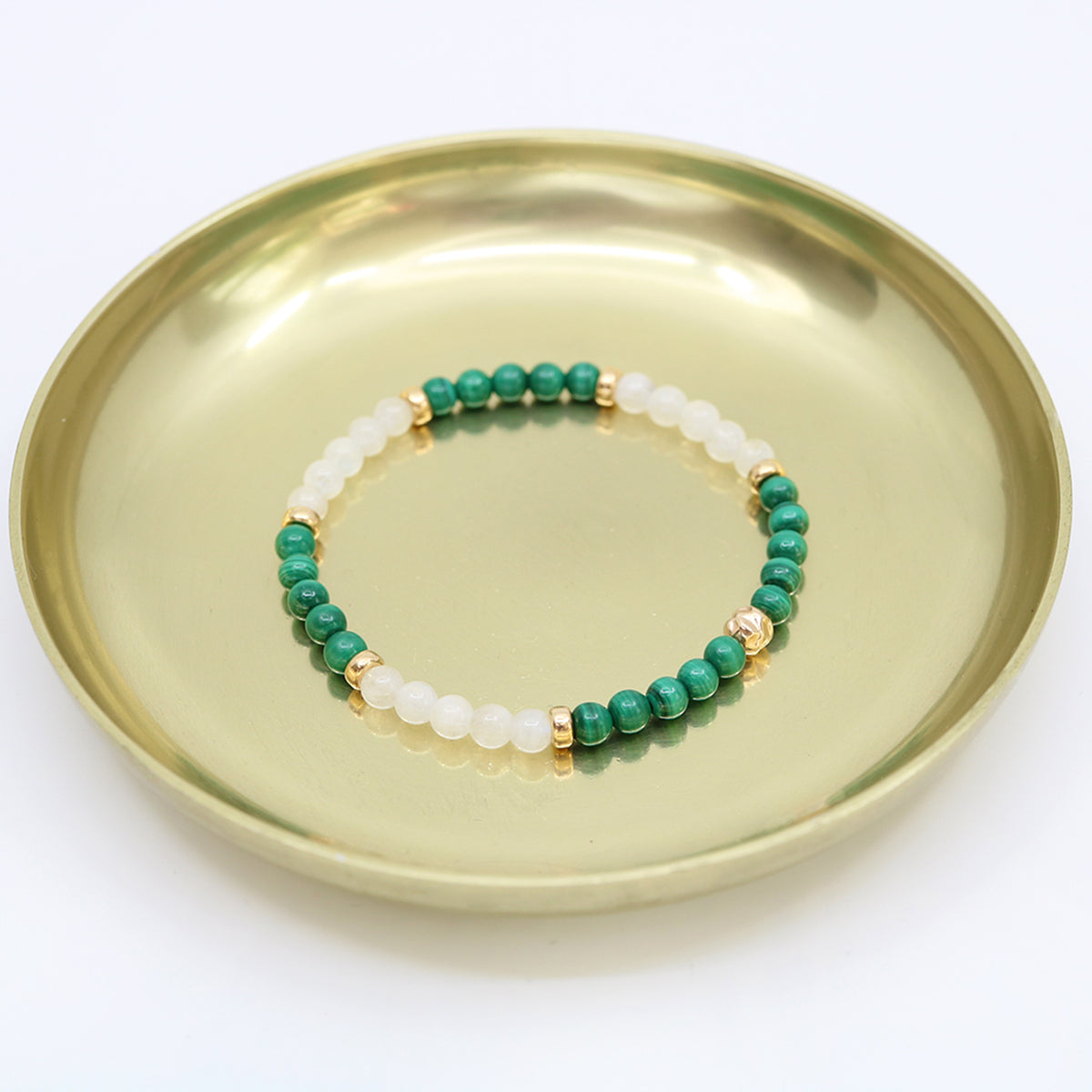 Dainty Insight Luxe Bracelet | Malachite &amp; Moonstone