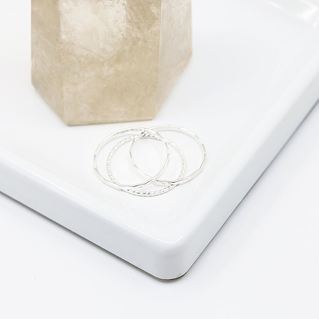 Dainty Silver Ring Trio