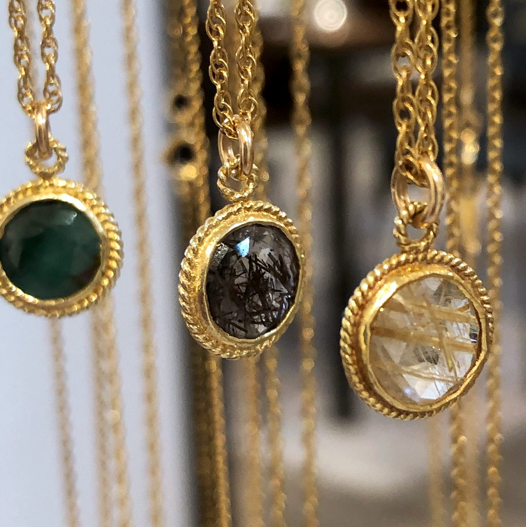 Black Solstice Necklace | Black Rutilated Quartz and Gold