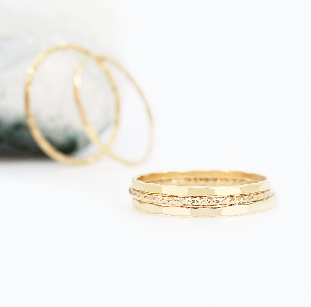 Dainty Gold Hammered Ring