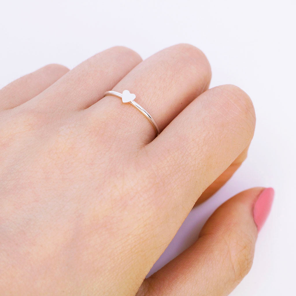 Tiny Silver Heart Ring