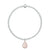 Dainty sterling silver beaded stretch bracelet featuring a natural rose quartz teardrop charm encased in sterling silver