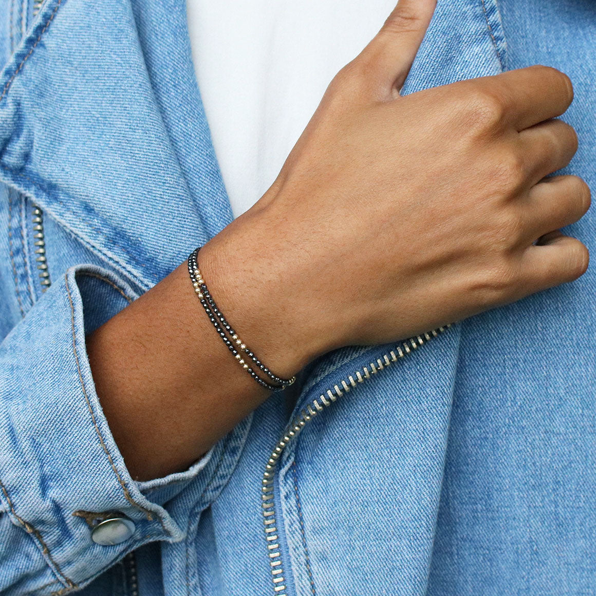 Dainty Golden Clarity Bracelet | Gold and Hematite