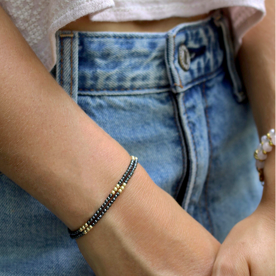 Clarity Bracelet | Hematite and Gold