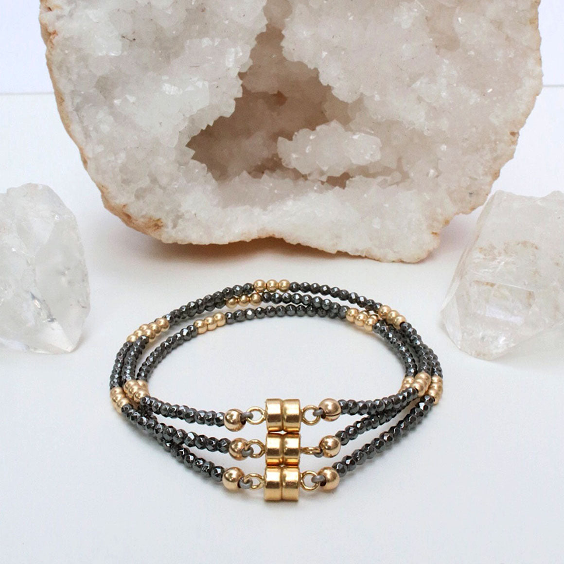 Clarity Bracelet | Hematite and Gold