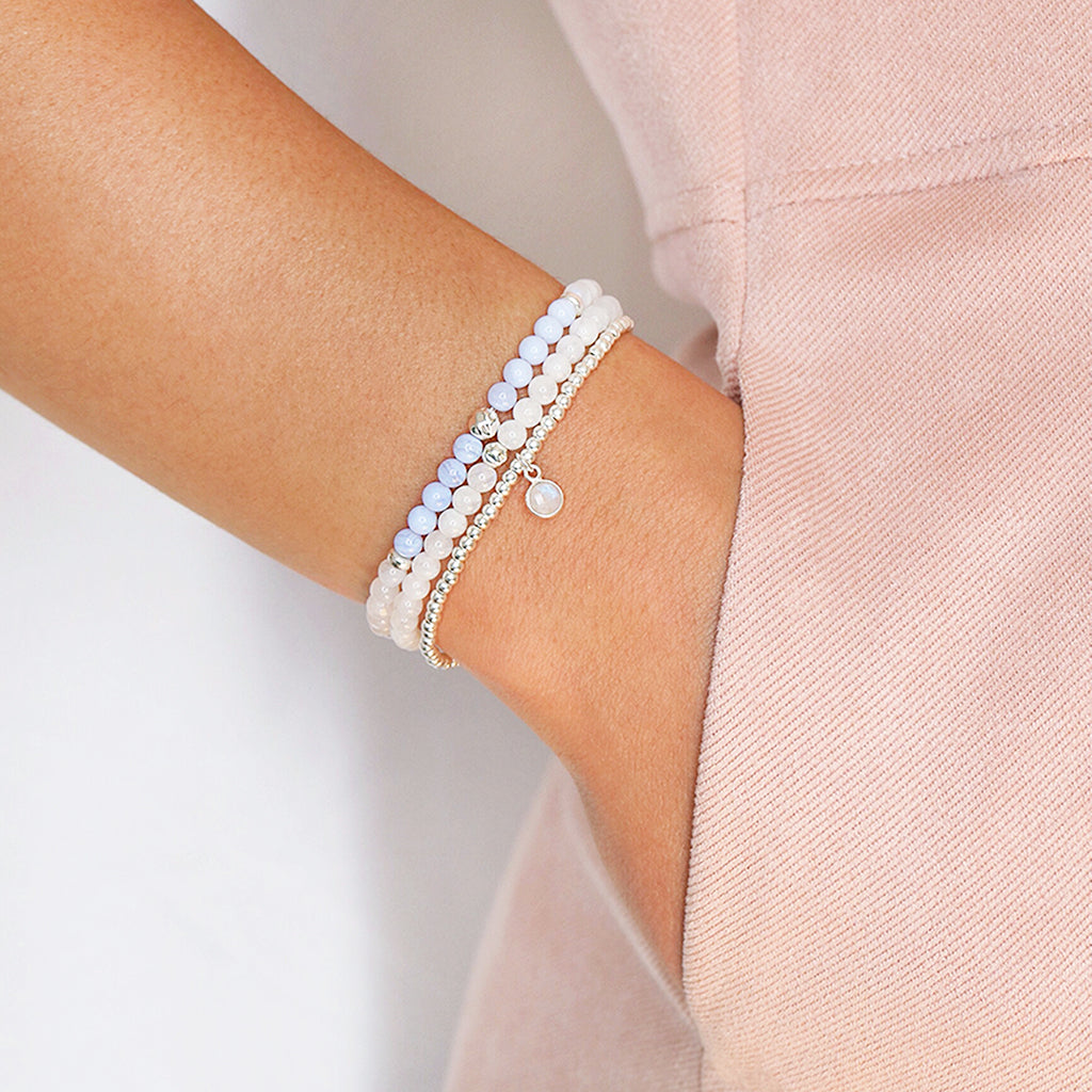 Dainty Expression Bracelet Set | Blue Lace Agate & Moonstone