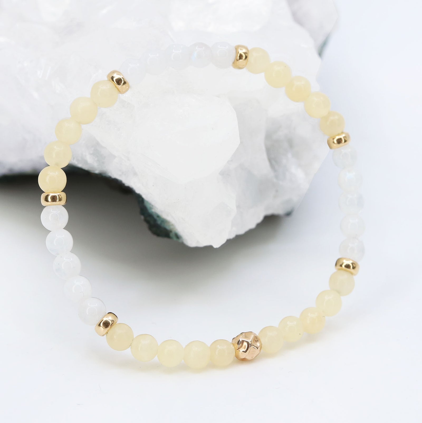 Aura Beaded Necklace in Yellow, Rose and White Gold