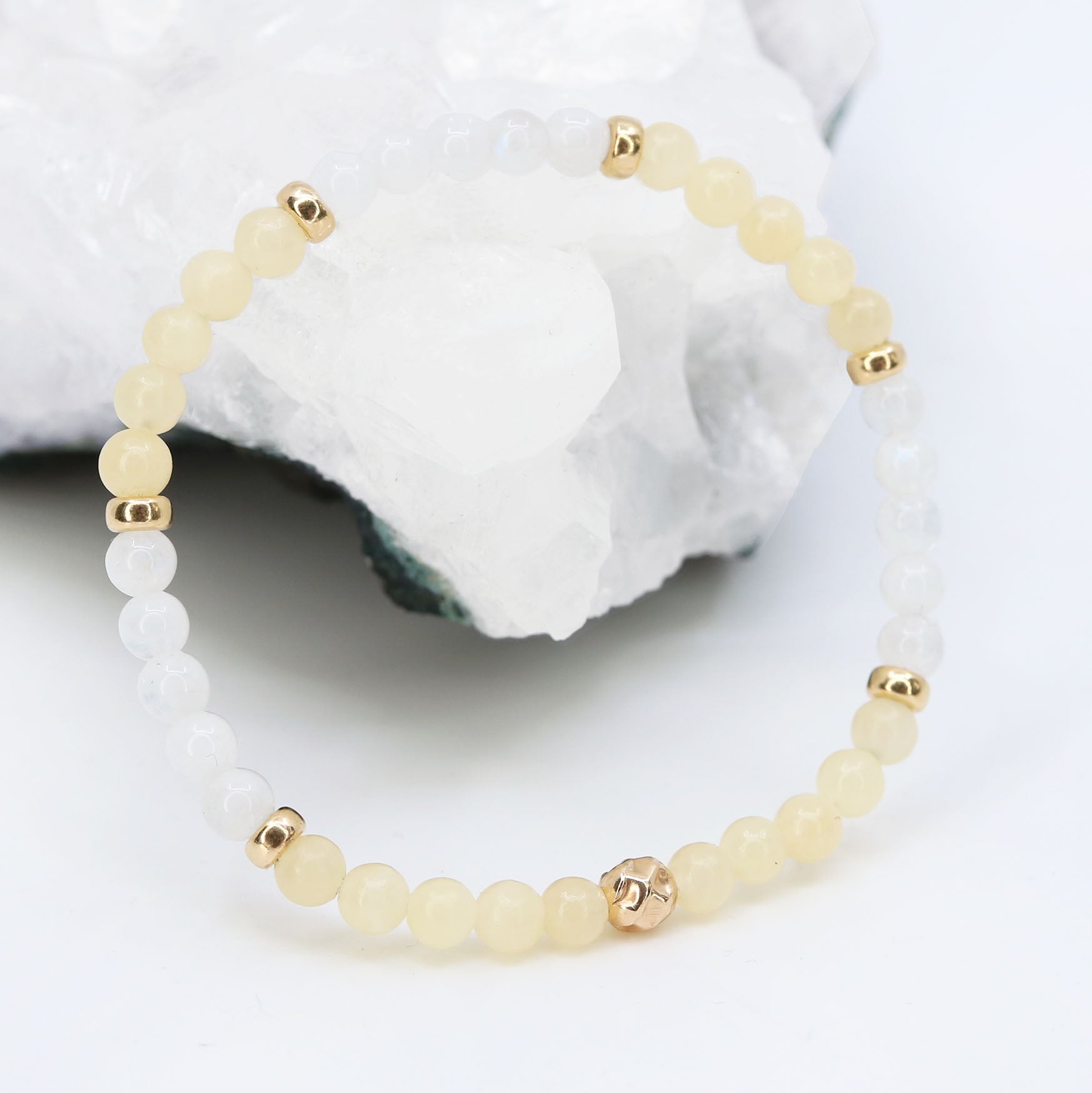 Dainty Fearless Luxe Bracelet | Honey Calcite and Moonstone