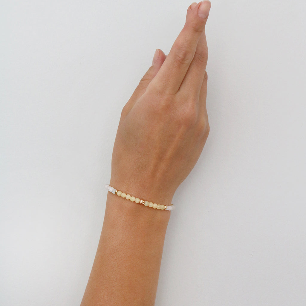 Dainty Fearless Bracelet Set  Honey Calcite, Moonstone & Citrine - Lisa  Maxwell