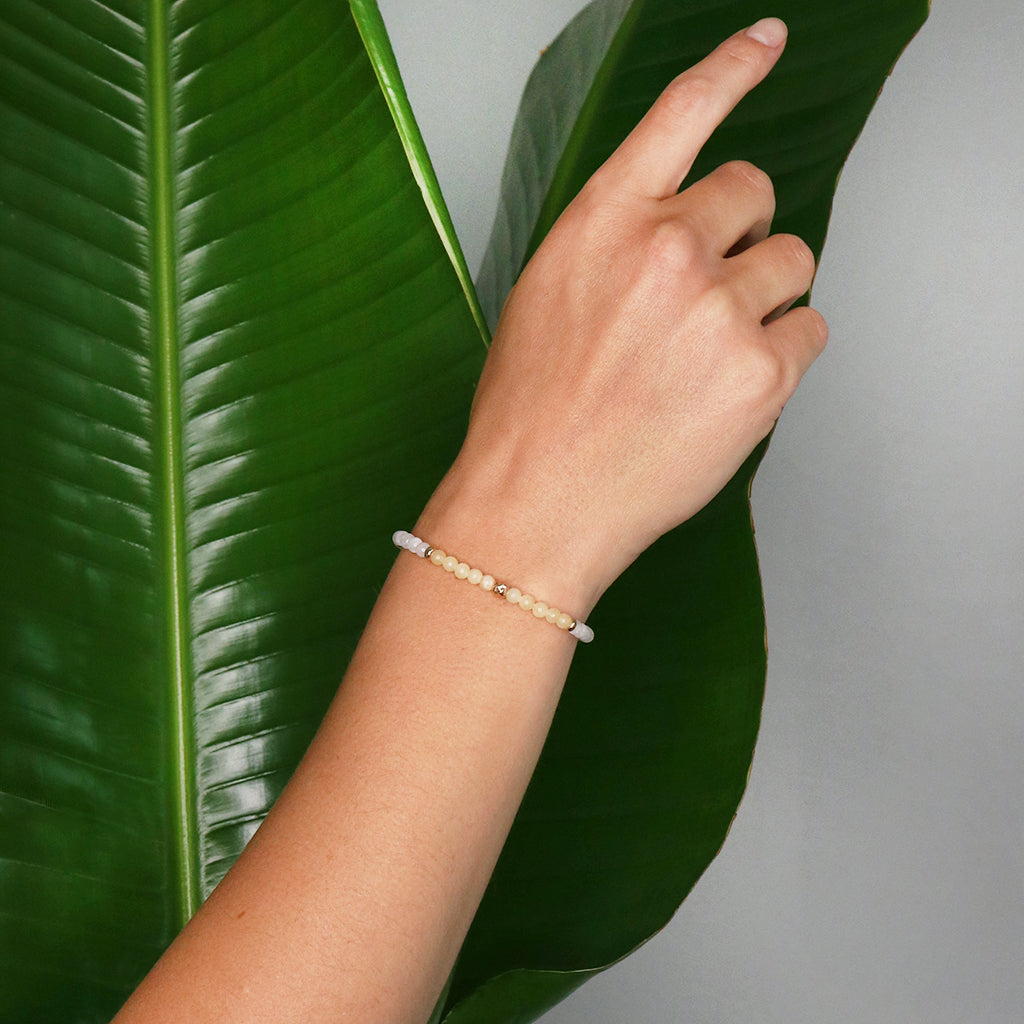 Dainty Fearless Luxe Bracelet | Honey Calcite and Moonstone