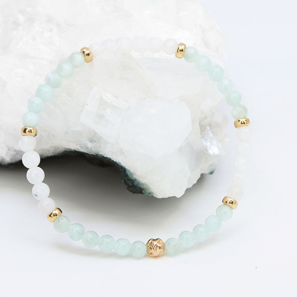 Dainty Serenity Luxe Bracelet | Green Moonstone and Moonstone