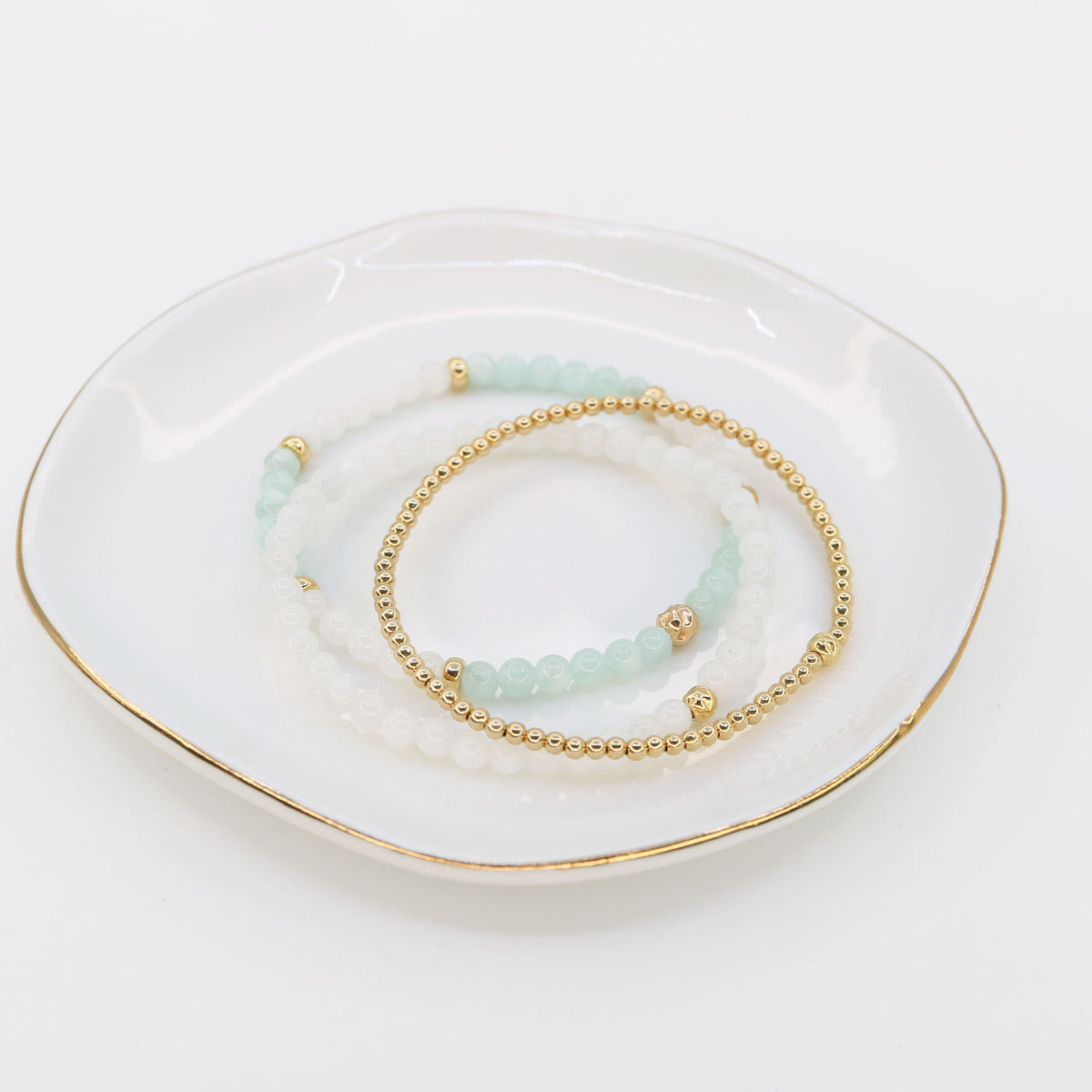 Dainty Serenity Luxe Bracelet | Green Moonstone and Moonstone