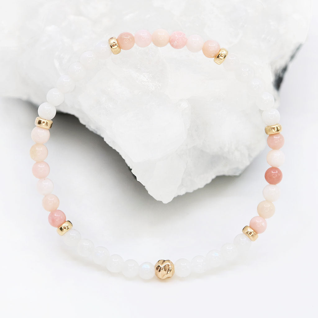 Dainty Positivity Luxe Bracelet | Pink Opal &amp; Moonstone