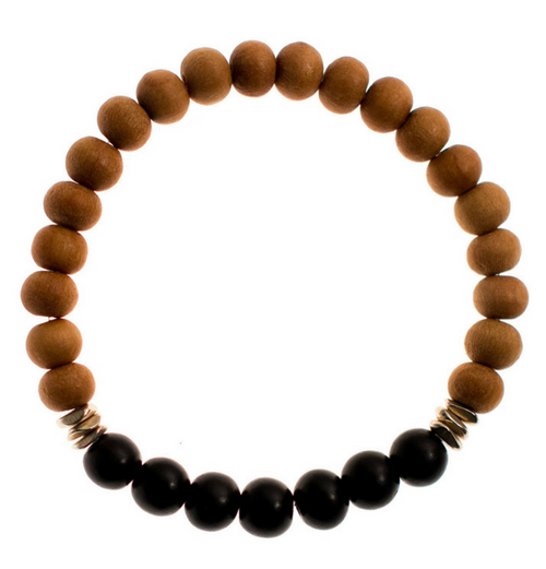 Balance Bracelet | Black Ebony with Sandalwood and Brass Bracelet